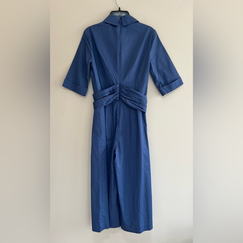 Gal Meets Glam Collection Sawyer Dual-Tie Wide-Leg Cropped Jumpsuit, Blue, 4 - Picture 4 of 12